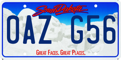 SD license plate 0AZG56