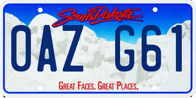 SD license plate 0AZG61
