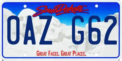 SD license plate 0AZG62