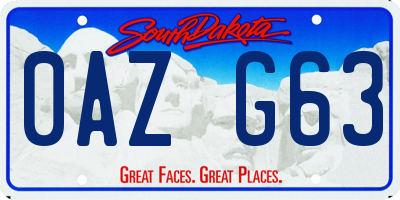 SD license plate 0AZG63