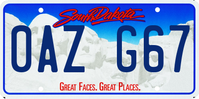 SD license plate 0AZG67