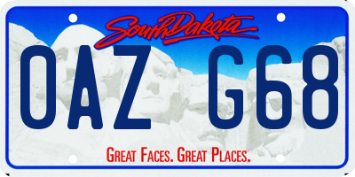 SD license plate 0AZG68