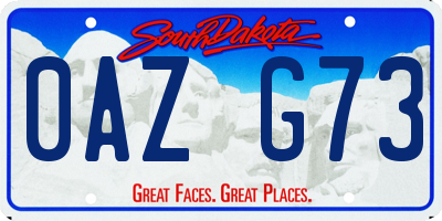 SD license plate 0AZG73