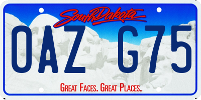 SD license plate 0AZG75