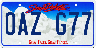 SD license plate 0AZG77