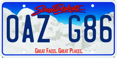 SD license plate 0AZG86