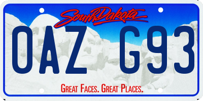 SD license plate 0AZG93