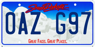 SD license plate 0AZG97