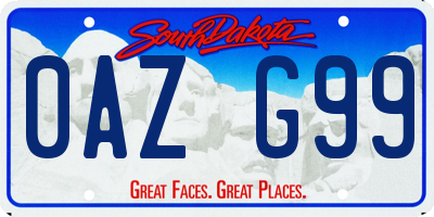 SD license plate 0AZG99