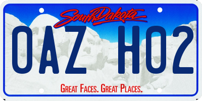 SD license plate 0AZH02