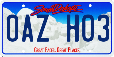 SD license plate 0AZH03