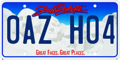 SD license plate 0AZH04