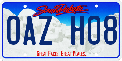 SD license plate 0AZH08