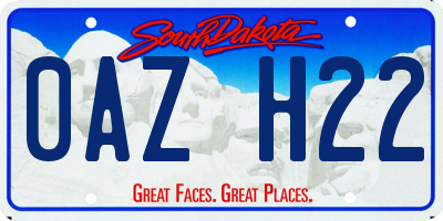 SD license plate 0AZH22