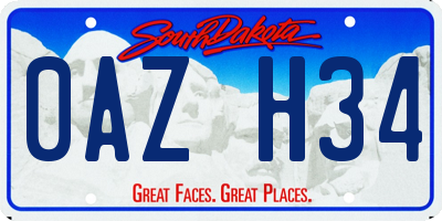 SD license plate 0AZH34