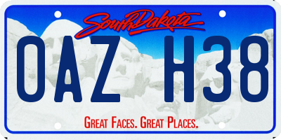 SD license plate 0AZH38