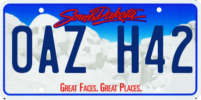 SD license plate 0AZH42