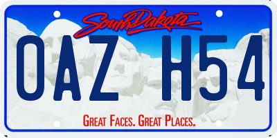 SD license plate 0AZH54