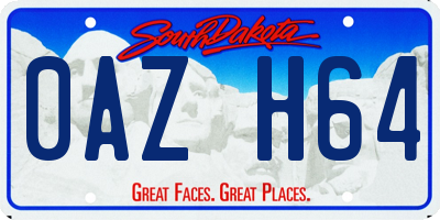 SD license plate 0AZH64