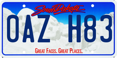 SD license plate 0AZH83