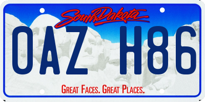 SD license plate 0AZH86