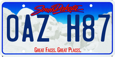 SD license plate 0AZH87