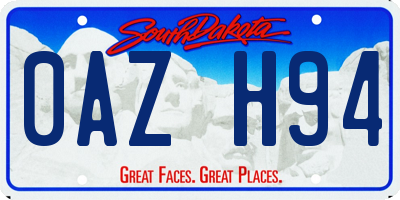 SD license plate 0AZH94