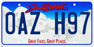 SD license plate 0AZH97