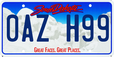 SD license plate 0AZH99