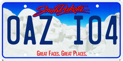SD license plate 0AZI04