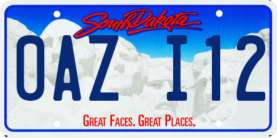SD license plate 0AZI12