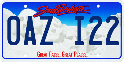 SD license plate 0AZI22