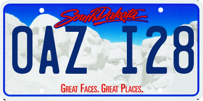 SD license plate 0AZI28