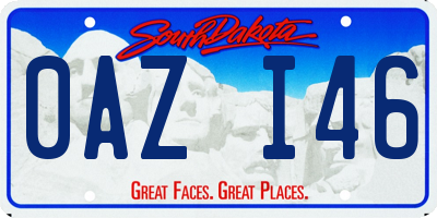 SD license plate 0AZI46