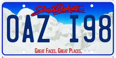 SD license plate 0AZI98