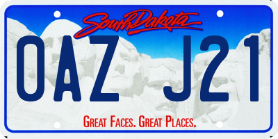 SD license plate 0AZJ21