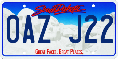 SD license plate 0AZJ22