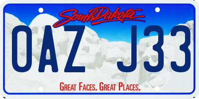SD license plate 0AZJ33