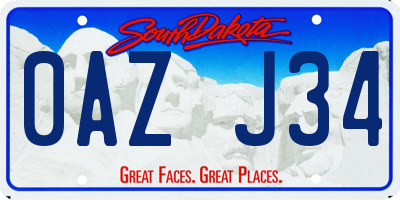 SD license plate 0AZJ34