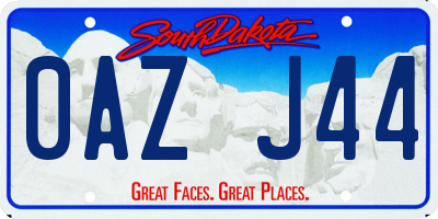 SD license plate 0AZJ44