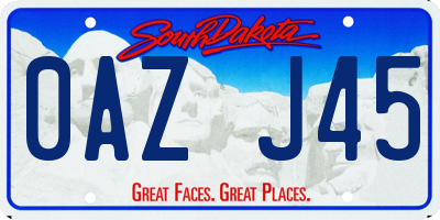 SD license plate 0AZJ45