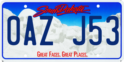 SD license plate 0AZJ53