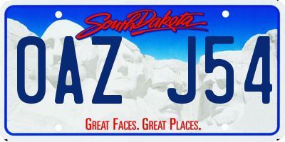 SD license plate 0AZJ54