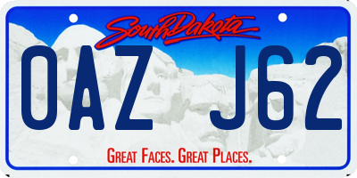 SD license plate 0AZJ62