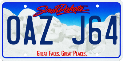 SD license plate 0AZJ64