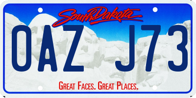 SD license plate 0AZJ73