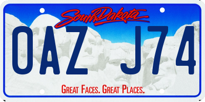 SD license plate 0AZJ74