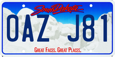 SD license plate 0AZJ81