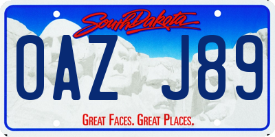 SD license plate 0AZJ89