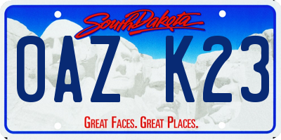 SD license plate 0AZK23